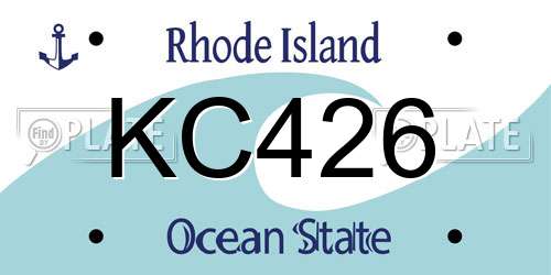 KC426 Rhode Island License Plate