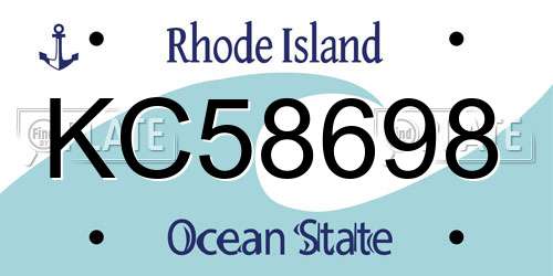 KC58698 Rhode Island License Plate