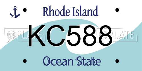 KC588 Rhode Island License Plate