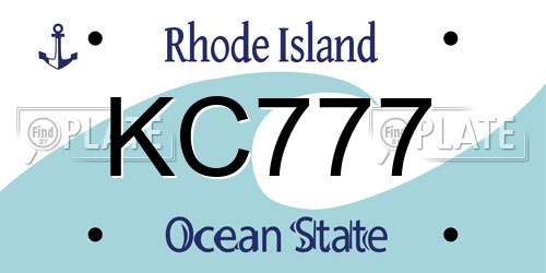 KC777 Rhode Island License Plate