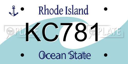 KC781 Rhode Island License Plate