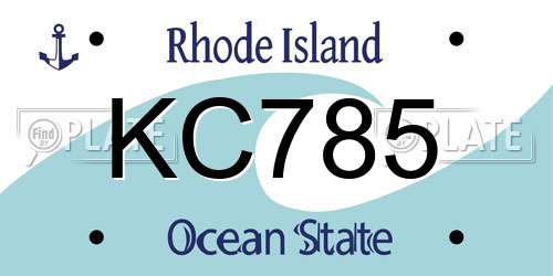 KC785 Rhode Island License Plate