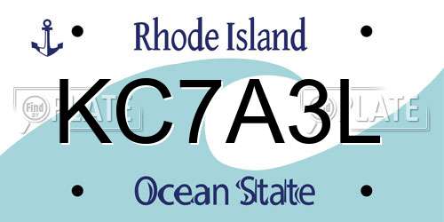 KC7A3L Rhode Island License Plate