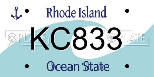 KC833 Rhode Island License Plate