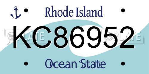 KC86952 Rhode Island License Plate