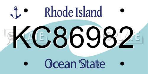 KC86982 Rhode Island License Plate