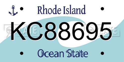 KC88695 Rhode Island License Plate