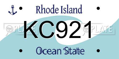 KC921 Rhode Island License Plate