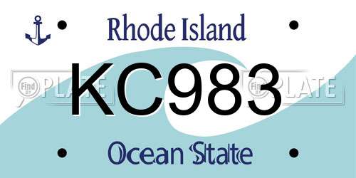 KC983 Rhode Island License Plate
