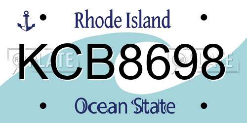 KCB8698 Rhode Island License Plate