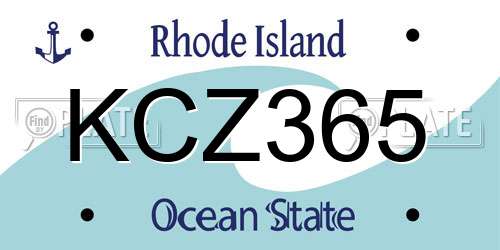 KCZ365 Rhode Island License Plate