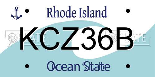 KCZ36B Rhode Island License Plate