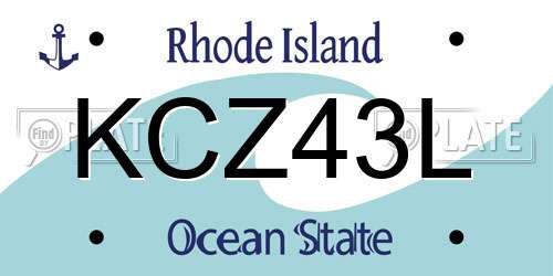 KCZ43L Rhode Island License Plate