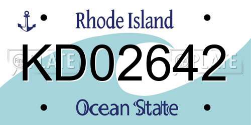 KD02642 Rhode Island License Plate