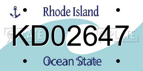 KD02647 Rhode Island License Plate