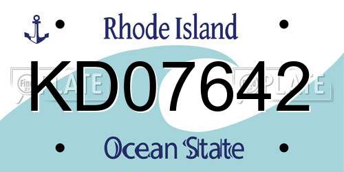 KD07642 Rhode Island License Plate