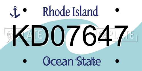 KD07647 Rhode Island License Plate
