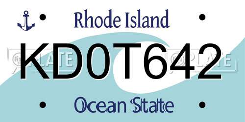 KD0T642 Rhode Island License Plate
