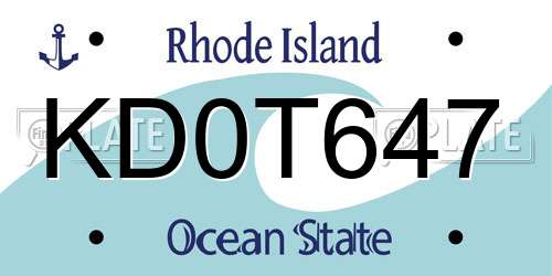 KD0T647 Rhode Island License Plate