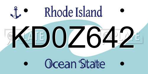 KD0Z642 Rhode Island License Plate