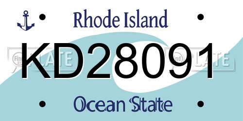 KD28091 Rhode Island License Plate