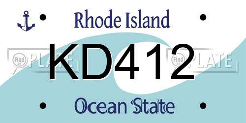KD412 Rhode Island License Plate