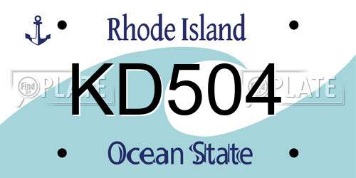 KD504 Rhode Island License Plate