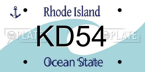 KD54 Rhode Island License Plate