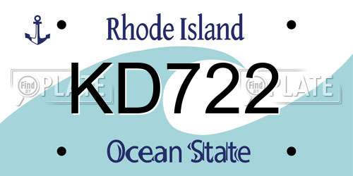 KD722 Rhode Island License Plate