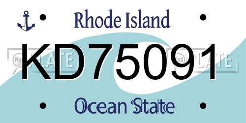 KD75091 Rhode Island License Plate