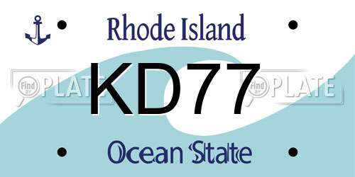 KD77 Rhode Island License Plate