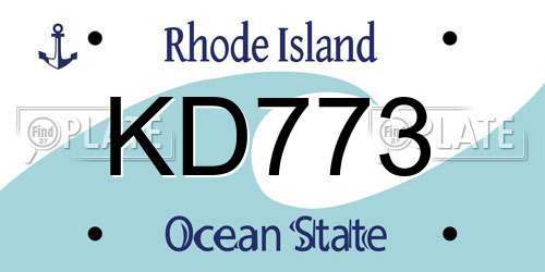 KD773 Rhode Island License Plate