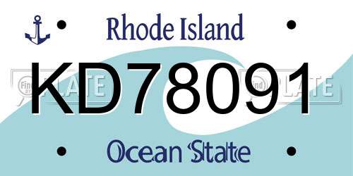 KD78091 Rhode Island License Plate