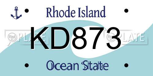 KD873 Rhode Island License Plate