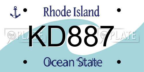 KD887 Rhode Island License Plate