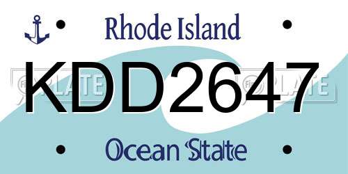 KDD2647 Rhode Island License Plate