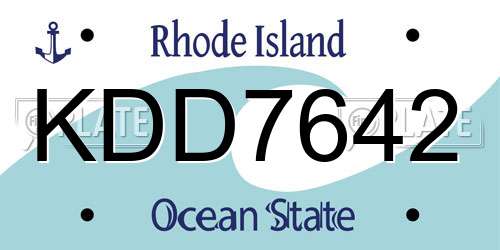 KDD7642 Rhode Island License Plate