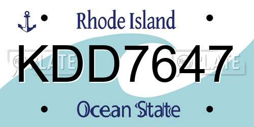 KDD7647 Rhode Island License Plate