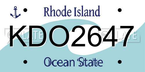 KDO2647 Rhode Island License Plate
