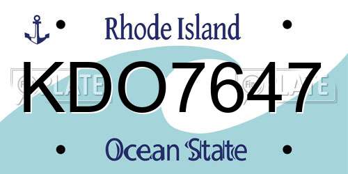 KDO7647 Rhode Island License Plate
