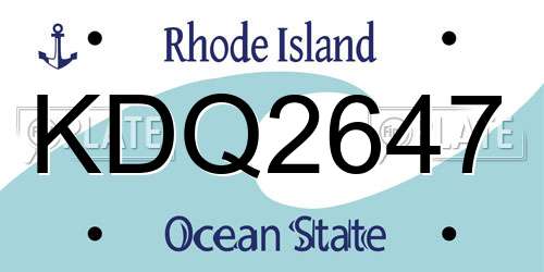 KDQ2647 Rhode Island License Plate