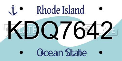 KDQ7642 Rhode Island License Plate
