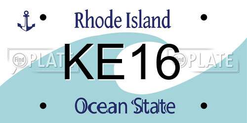KE16 Rhode Island License Plate
