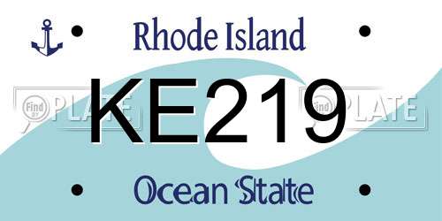 KE219 Rhode Island License Plate