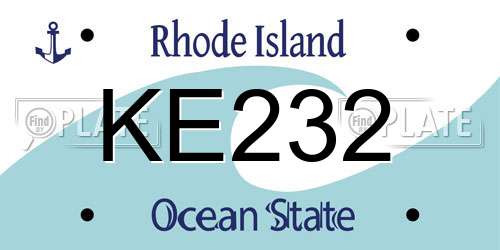 KE232 Rhode Island License Plate