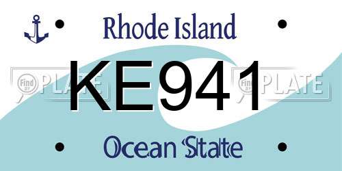 KE941 Rhode Island License Plate