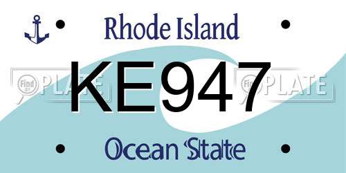 KE947 Rhode Island License Plate