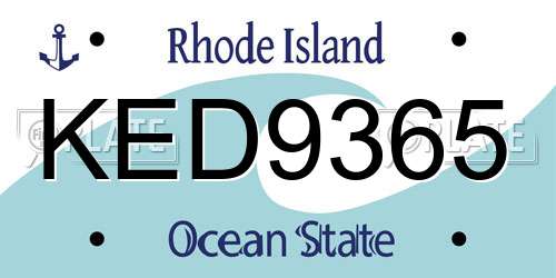 KED9365 Rhode Island License Plate