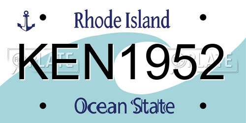 KEN1952 Rhode Island License Plate