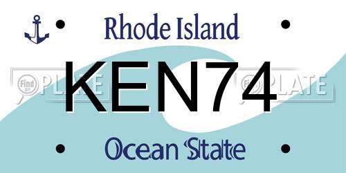 KEN74 Rhode Island License Plate
